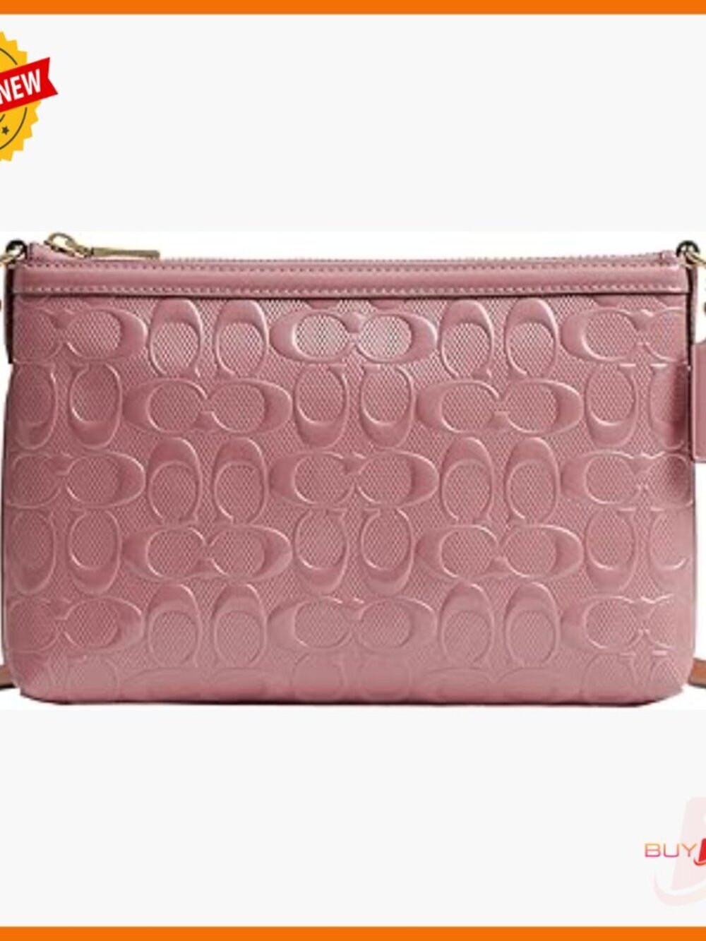 Leather Crossbody Bag with Detachable Strap, Zip Closure, Outside Pocket